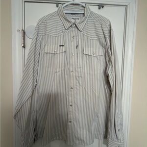 Poshed Men's Classic Striped Shirt - Cream and Gray